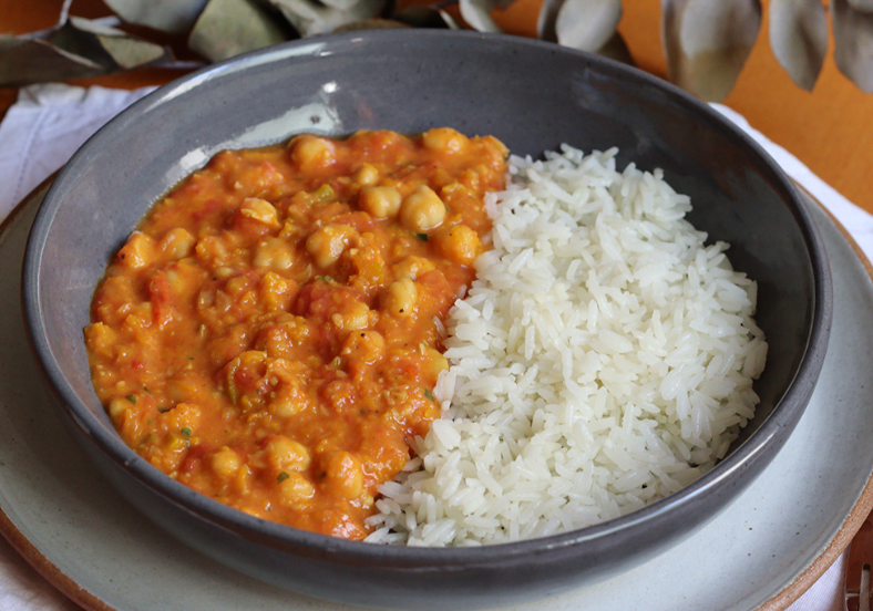 Curry de Grãos de Bico, receita indiana